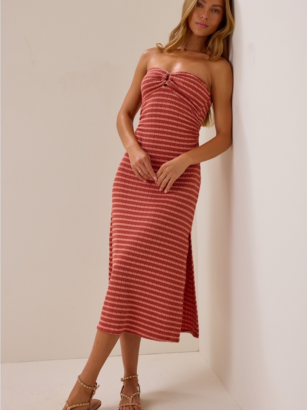 NWT Altar'd State Maddison Maxi Dress Strapless Bodycon Striped Size Medium